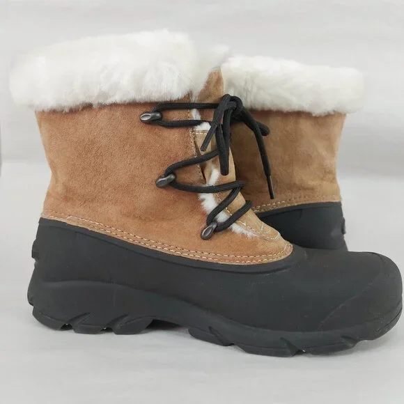 Sorel Snow Angel Lace-up Waterproof Suede Winter Boots Women Size 9 Faux Fur - Picture 8 of 12